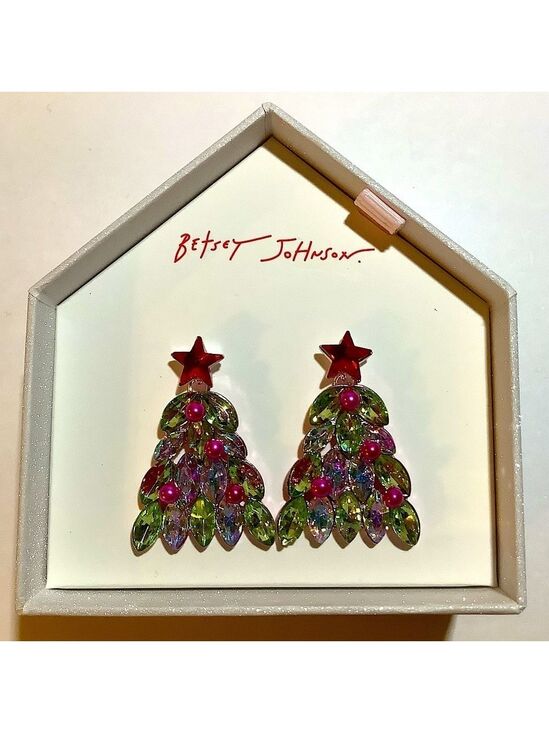 Betsey Johnson Jewelry - Betsey Johnson Crystal Christmas Tree Earrings New